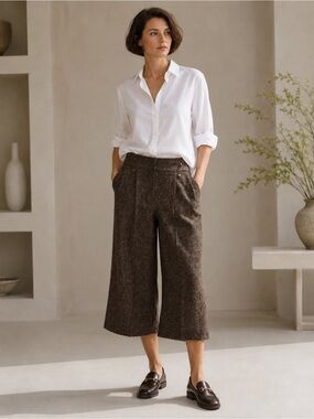 IZ Byer California Brown Tweed Wide Leg Culotte Pants size 11